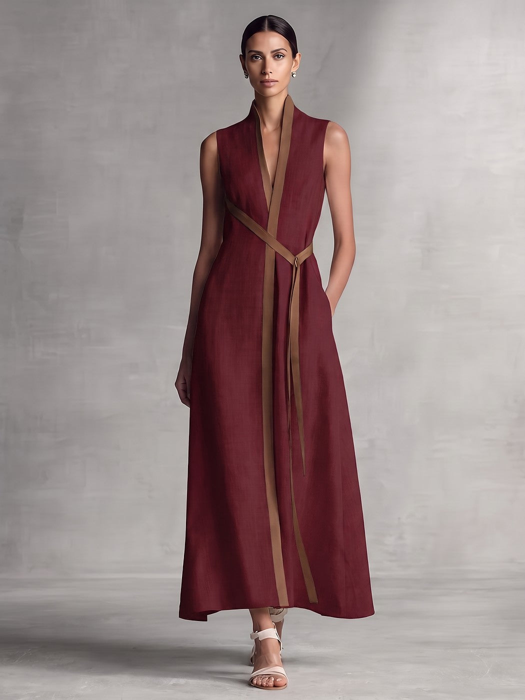 Women's Wrap Maxi Dress with Pockets