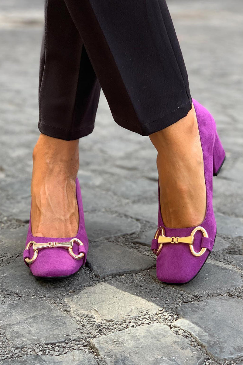 Women's Square Toe Block Heel Pumps