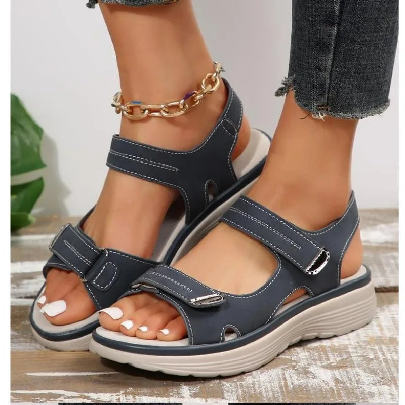 Women's Velcro Strap Wedge Sandals