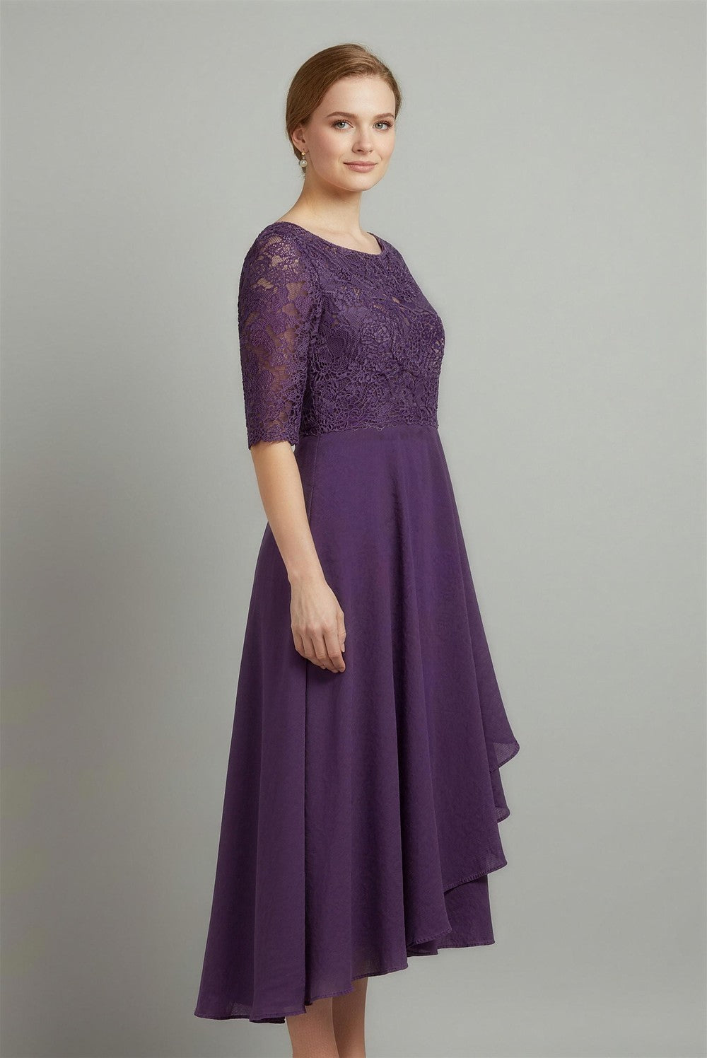 Women's Lace Chiffon Midi Dress