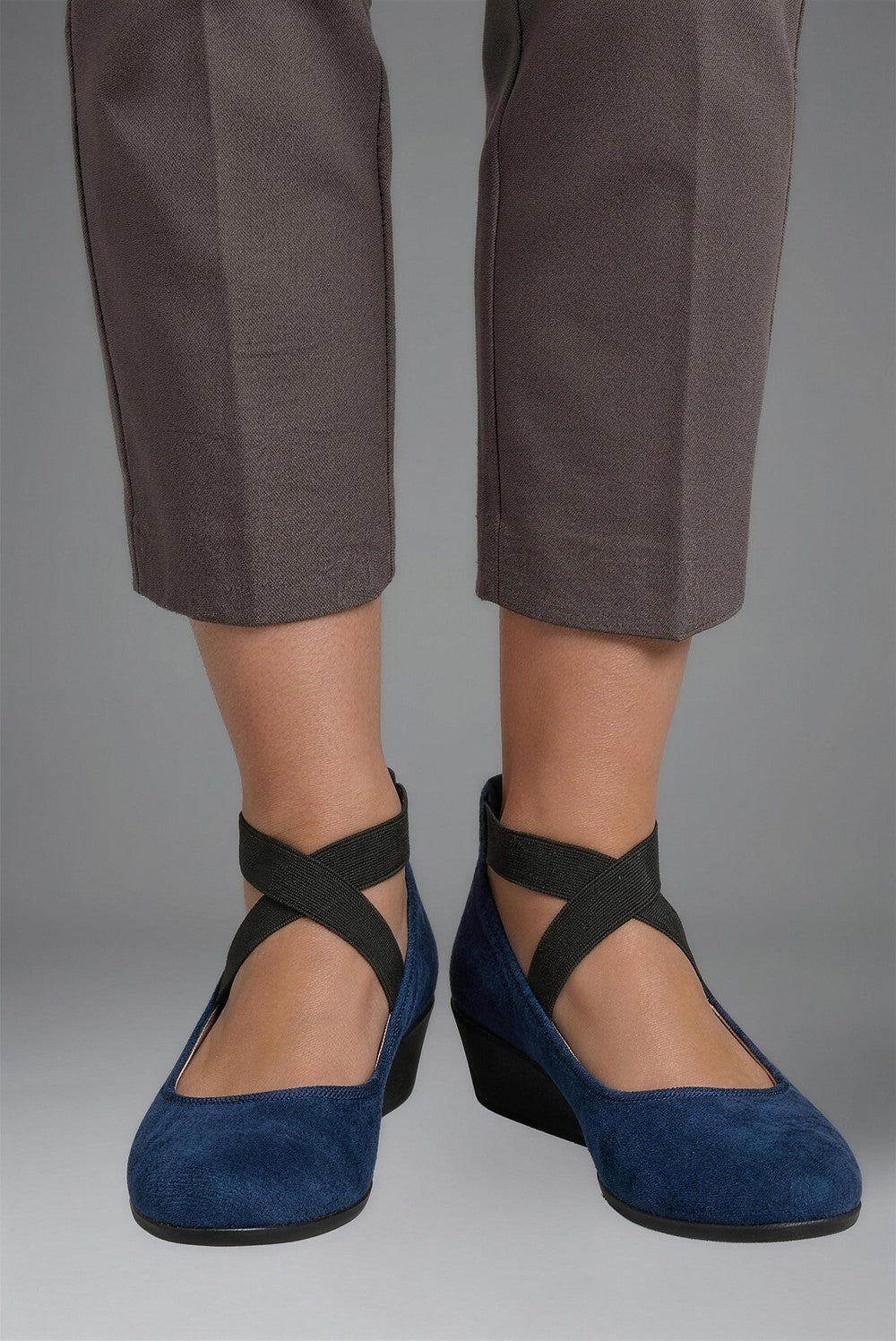 Women's Low Wedge Shoes with Ankle Strap