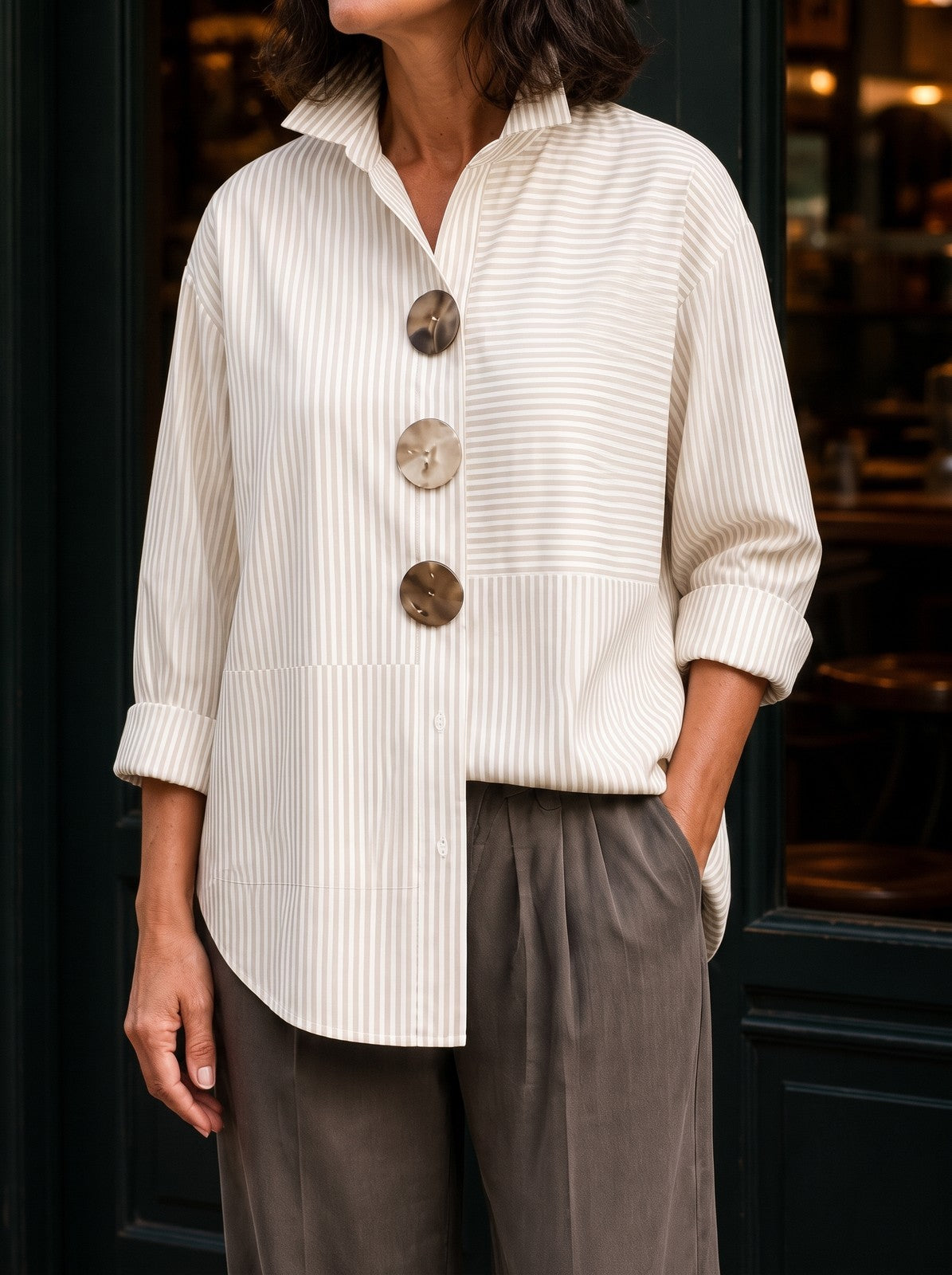 Women's Striped Button Up Shirt