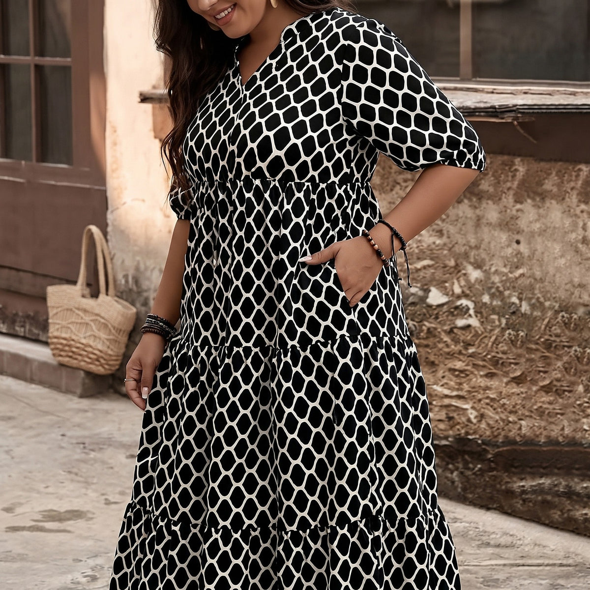 Women's Tiered Maxi Dress with Pockets