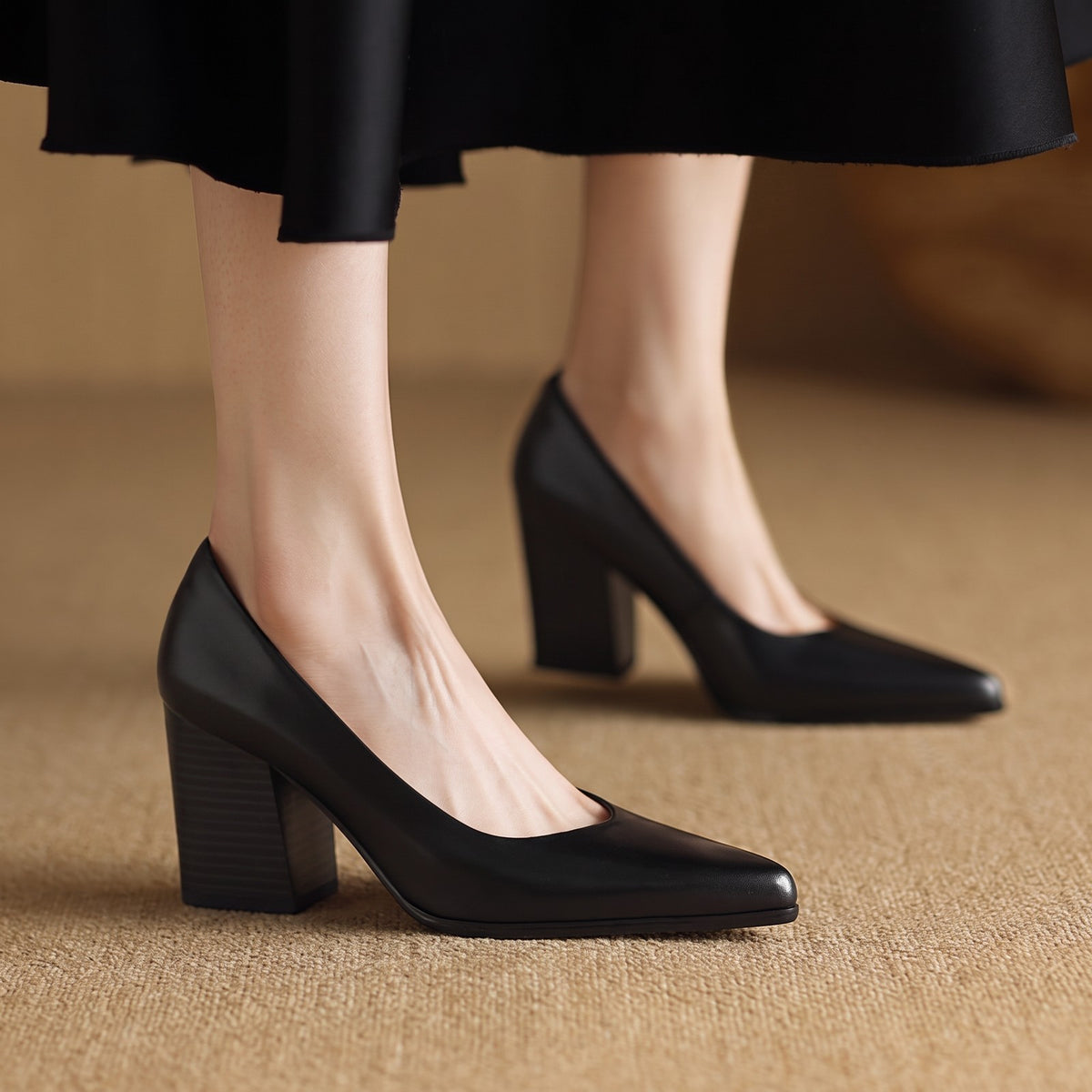 Women's Block Heels Pointed Toe Pumps