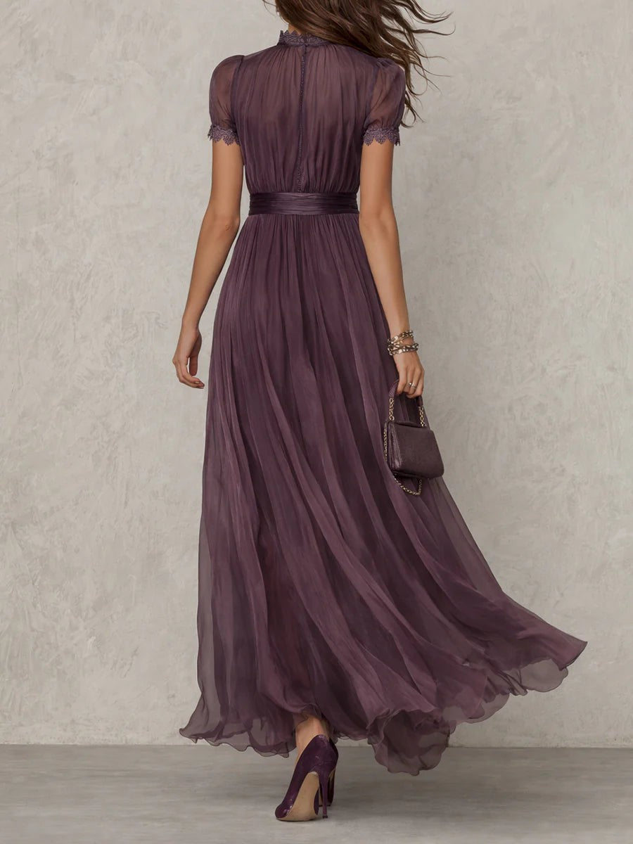 Women's Vintage Neckline Keyhole Maxi Evening Dress