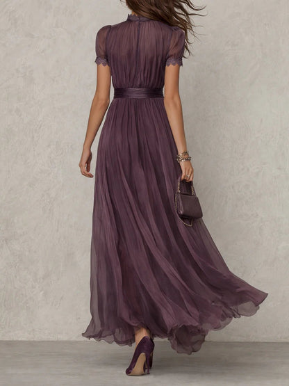 Women's Vintage Neckline Keyhole Maxi Evening Dress