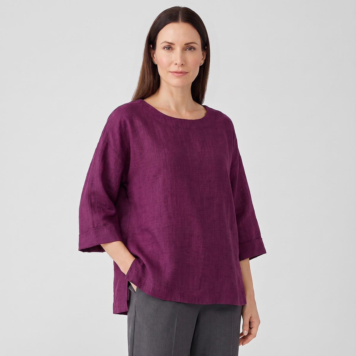 Women's Oversized Textured Three Quarter Sleeve Blouse