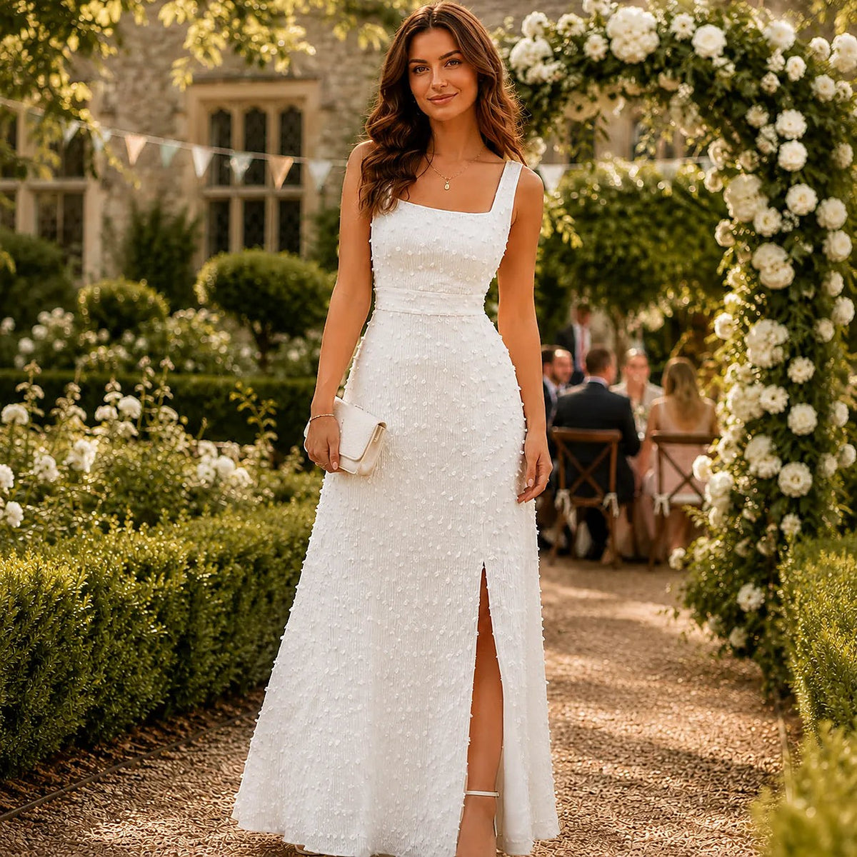 Women's Square Neck Open Back Maxi Dress