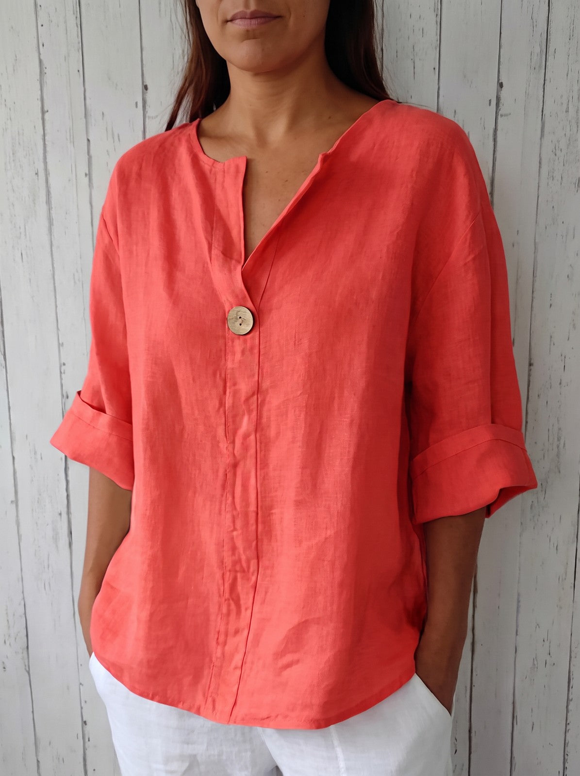 Women's Relaxed V Neck Blouse