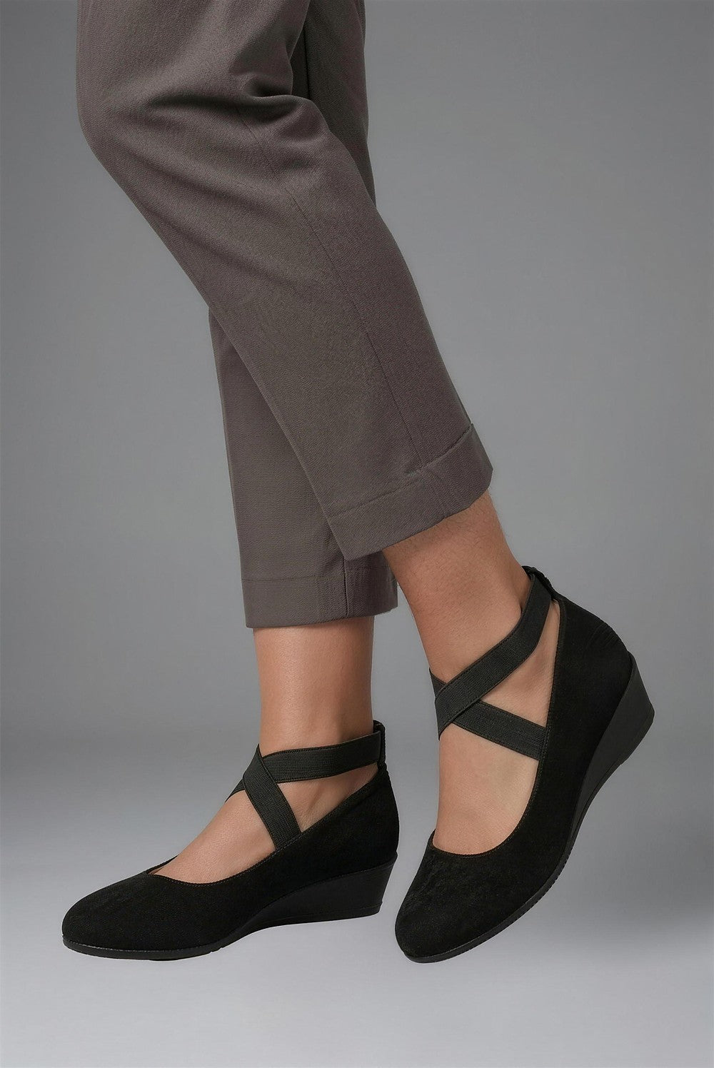 Women's Low Wedge Shoes with Ankle Strap