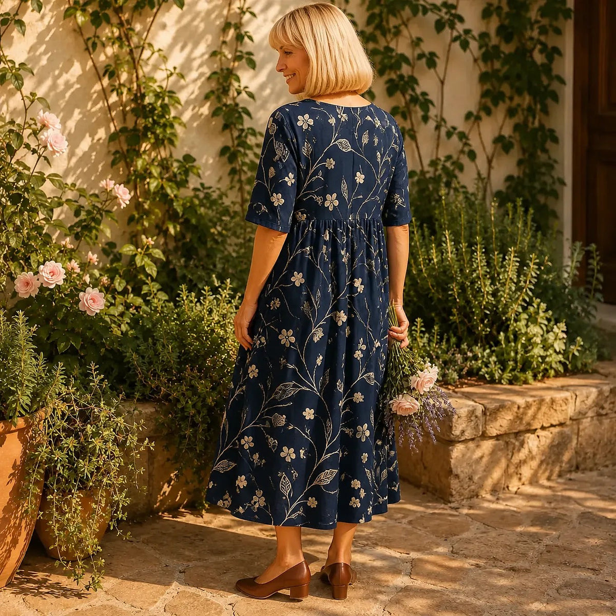 Women's Floral Empire Waist Maxi Dress