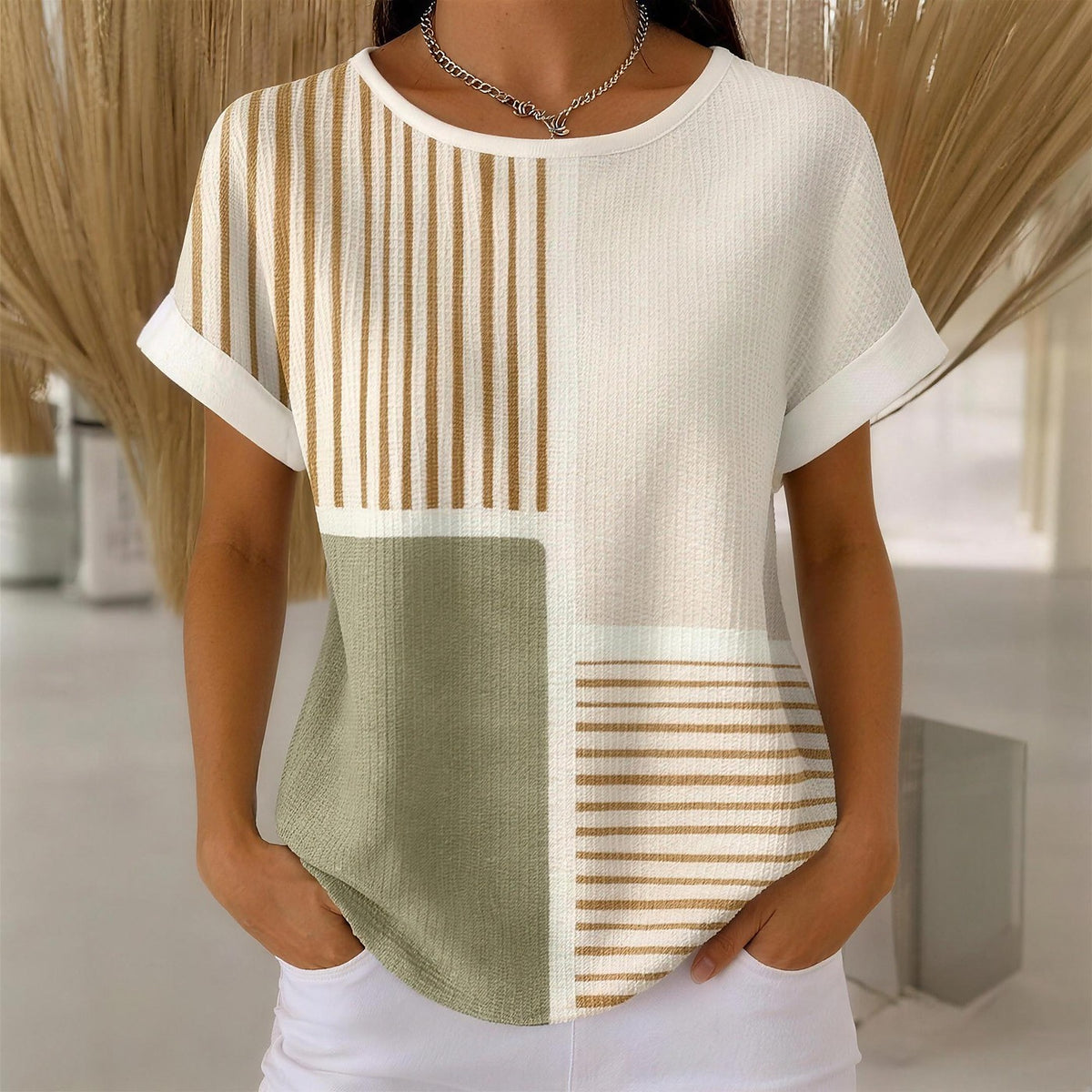 Women's Striped Short Sleeve T Shirt