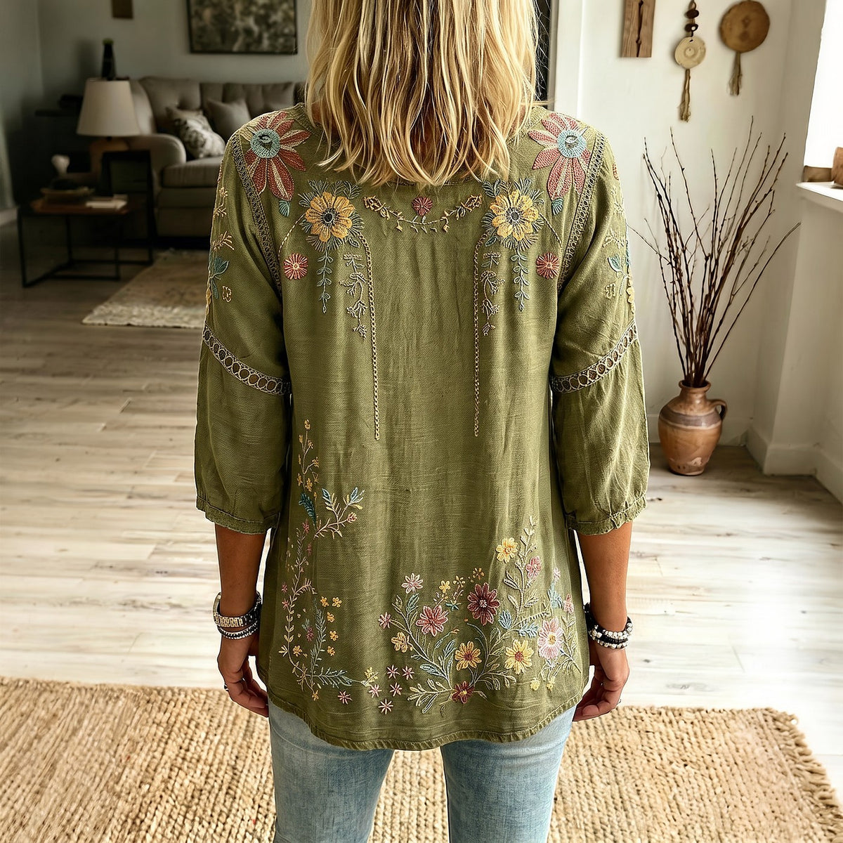 Women's Floral Embroidered Blouse
