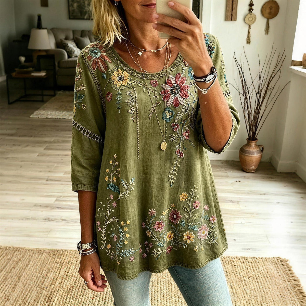 Women's Floral Embroidered Blouse