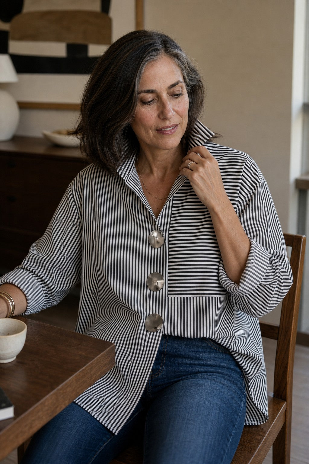 Women's Striped Button Up Shirt