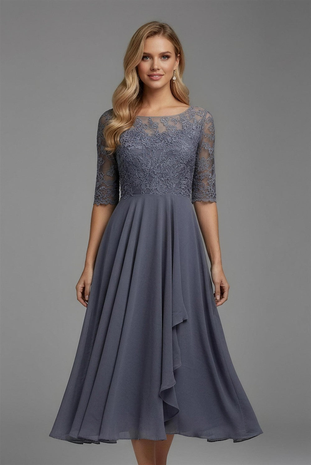 Women's Lace Chiffon Midi Dress