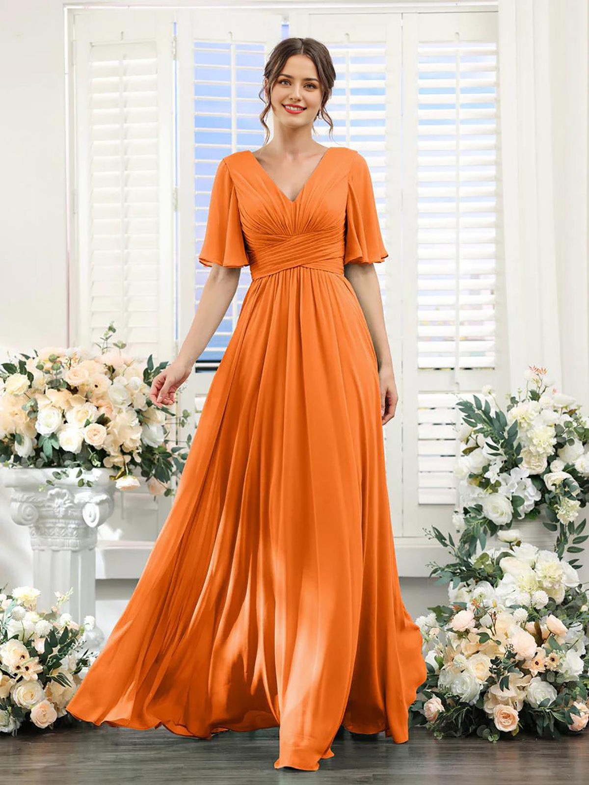 Women's Empire Waist V Neck Formal Dress