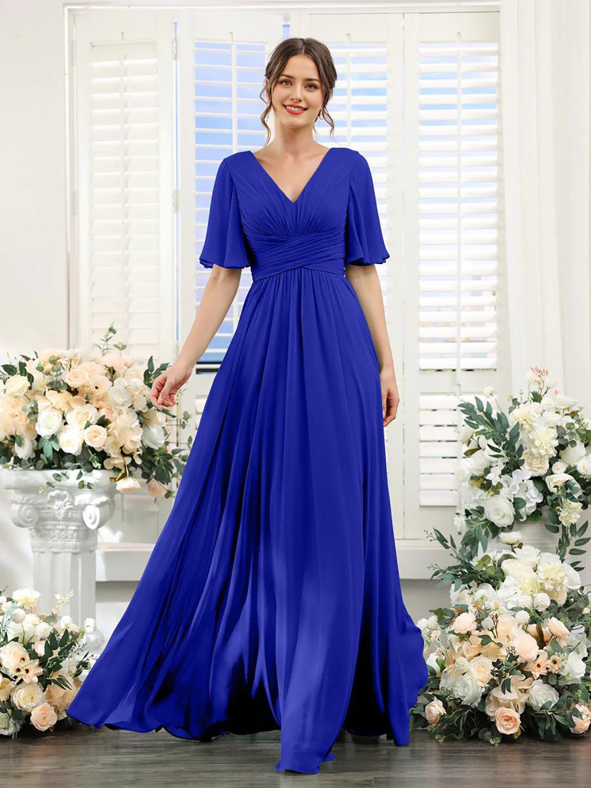 Women's Empire Waist V Neck Formal Dress