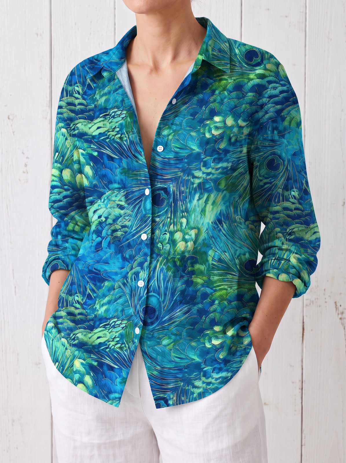 Women's Printed Button Up Shirt