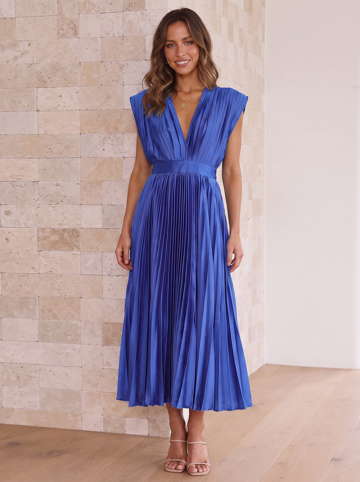 Women's Satin Finish Midi Cocktail Dress