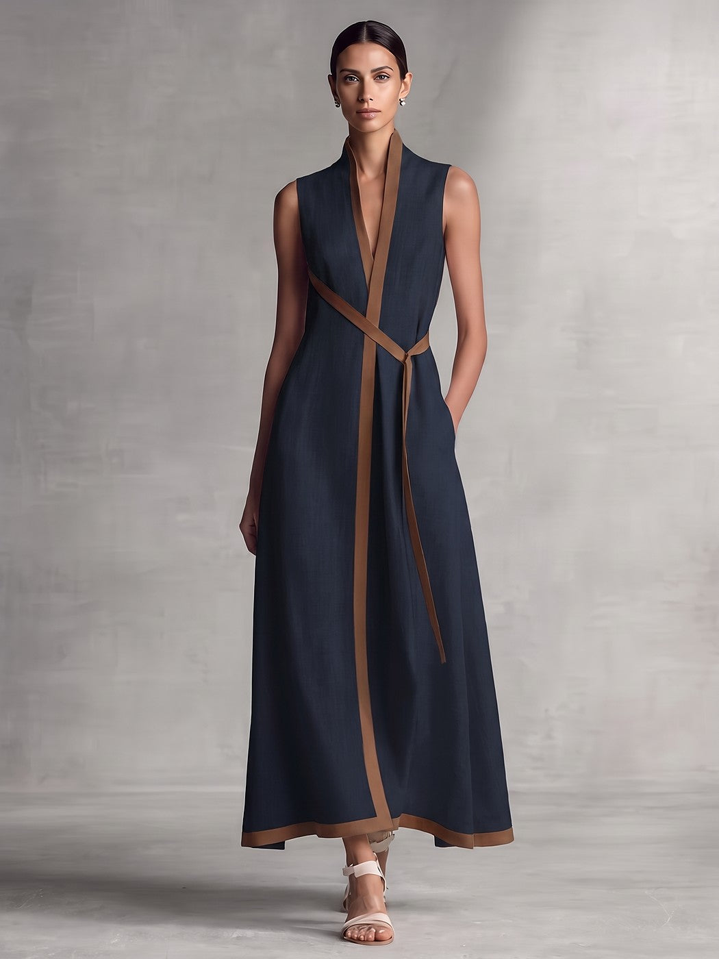 Women's Wrap Maxi Dress with Pockets