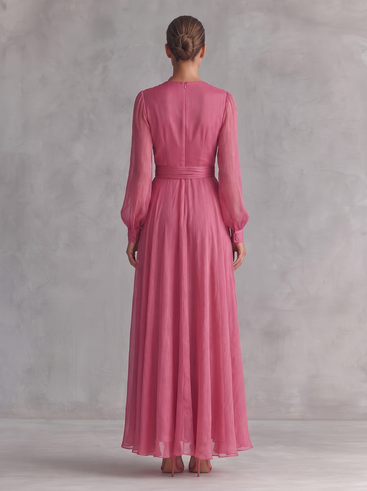 Women's Long Sleeve Chiffon Wrap Dress