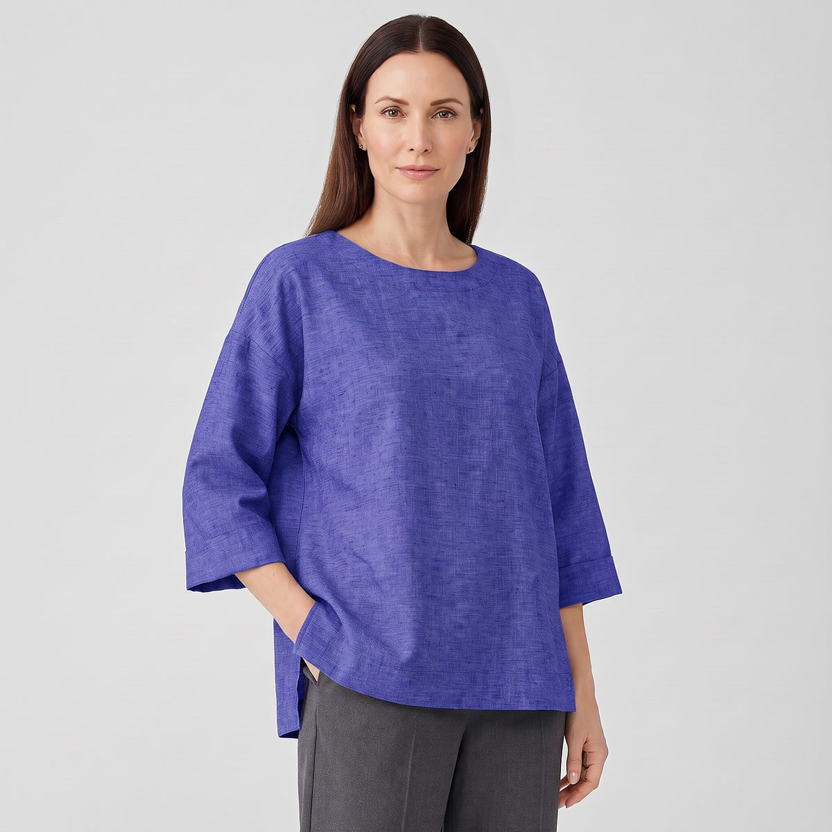 Women's Oversized Textured Three Quarter Sleeve Blouse