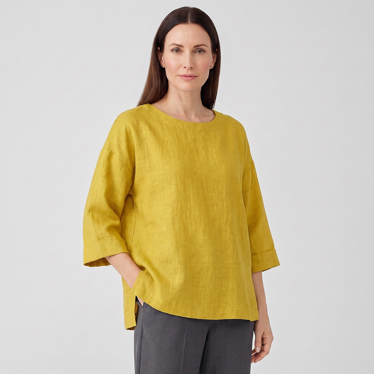 Women's Oversized Textured Three Quarter Sleeve Blouse