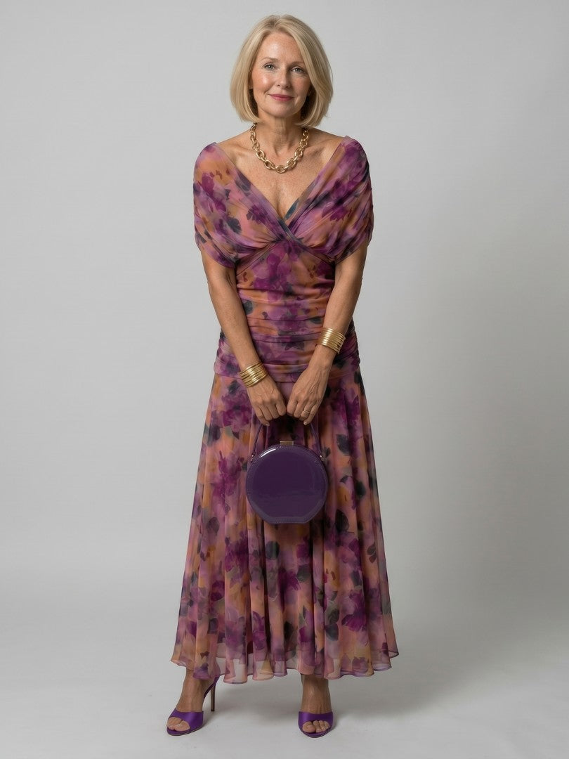 Women's Off Shoulder Draped Midi Dress
