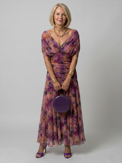 Women's Off Shoulder Draped Midi Dress