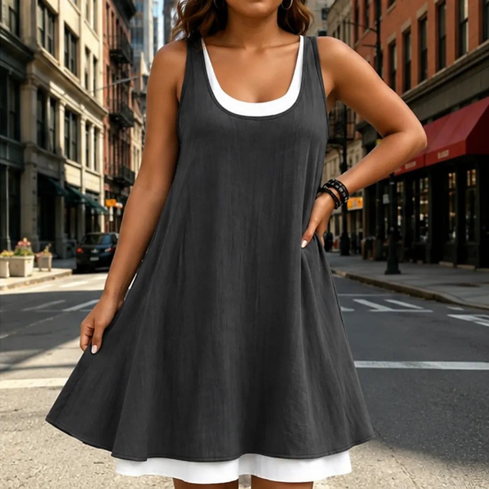 Women's Sleeveless Layered Swing Dress
