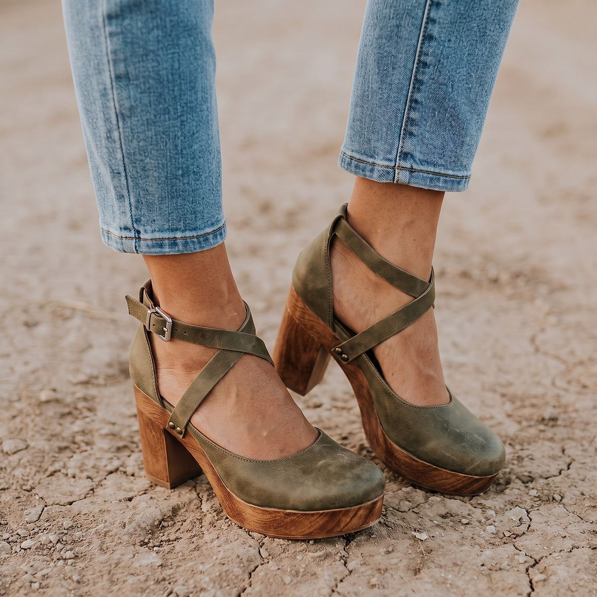 Women's Strappy Platform Block Heels