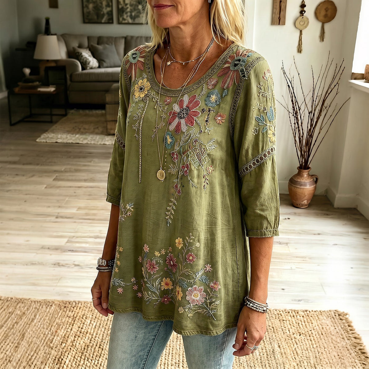 Women's Floral Embroidered Blouse