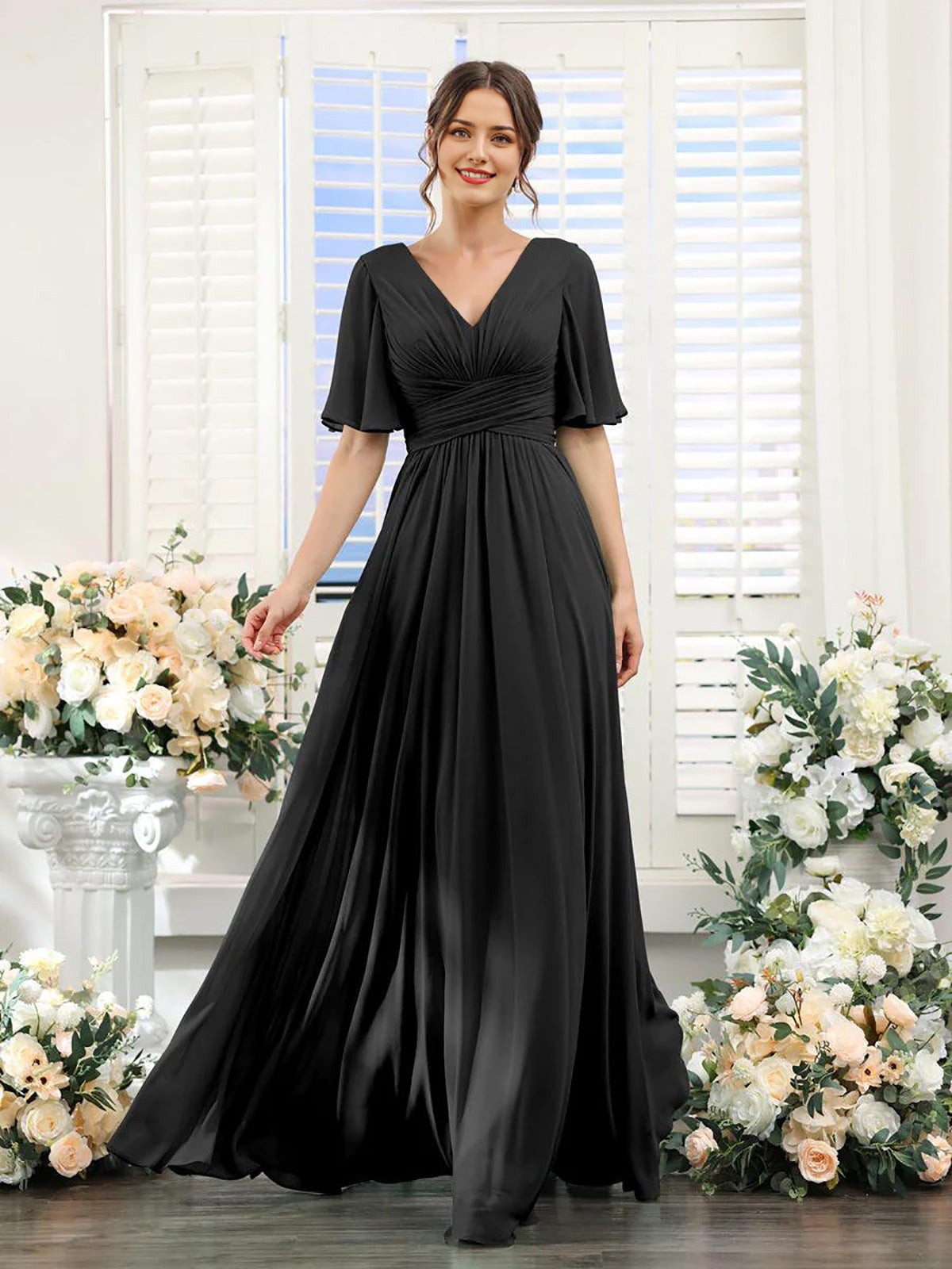 Women's Empire Waist V Neck Formal Dress