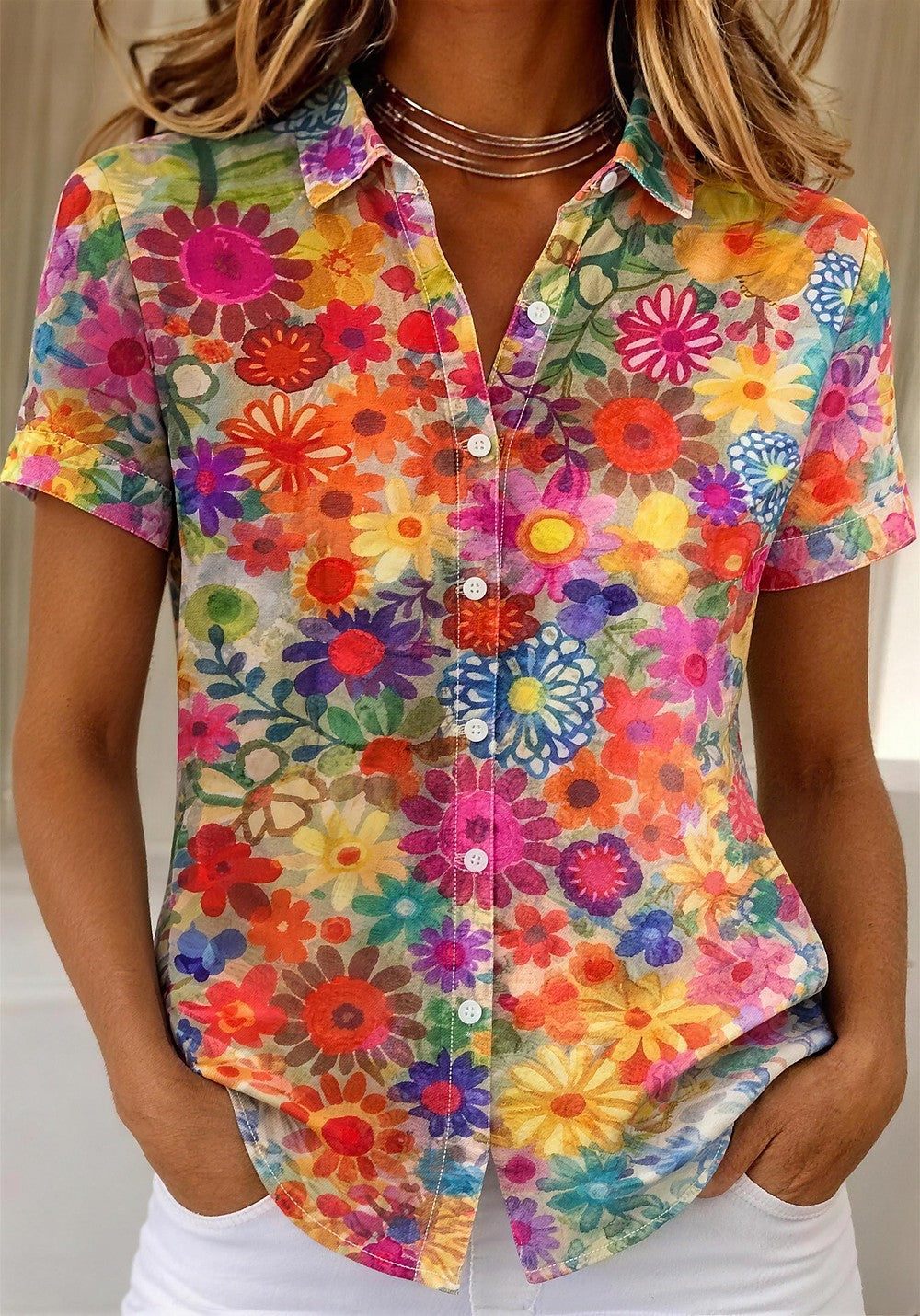 Women's Floral Button Up Shirt