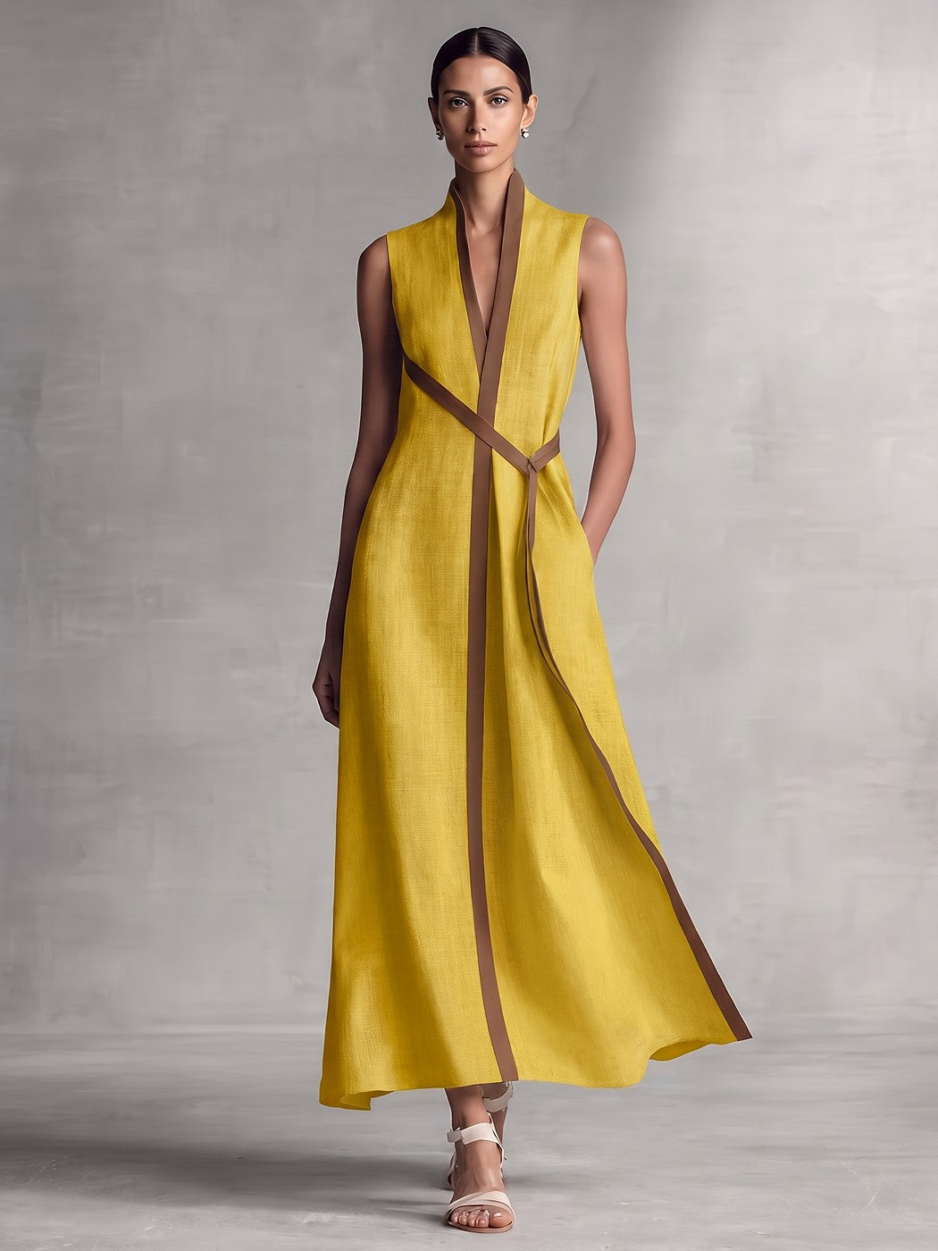 Women's Wrap Maxi Dress with Pockets