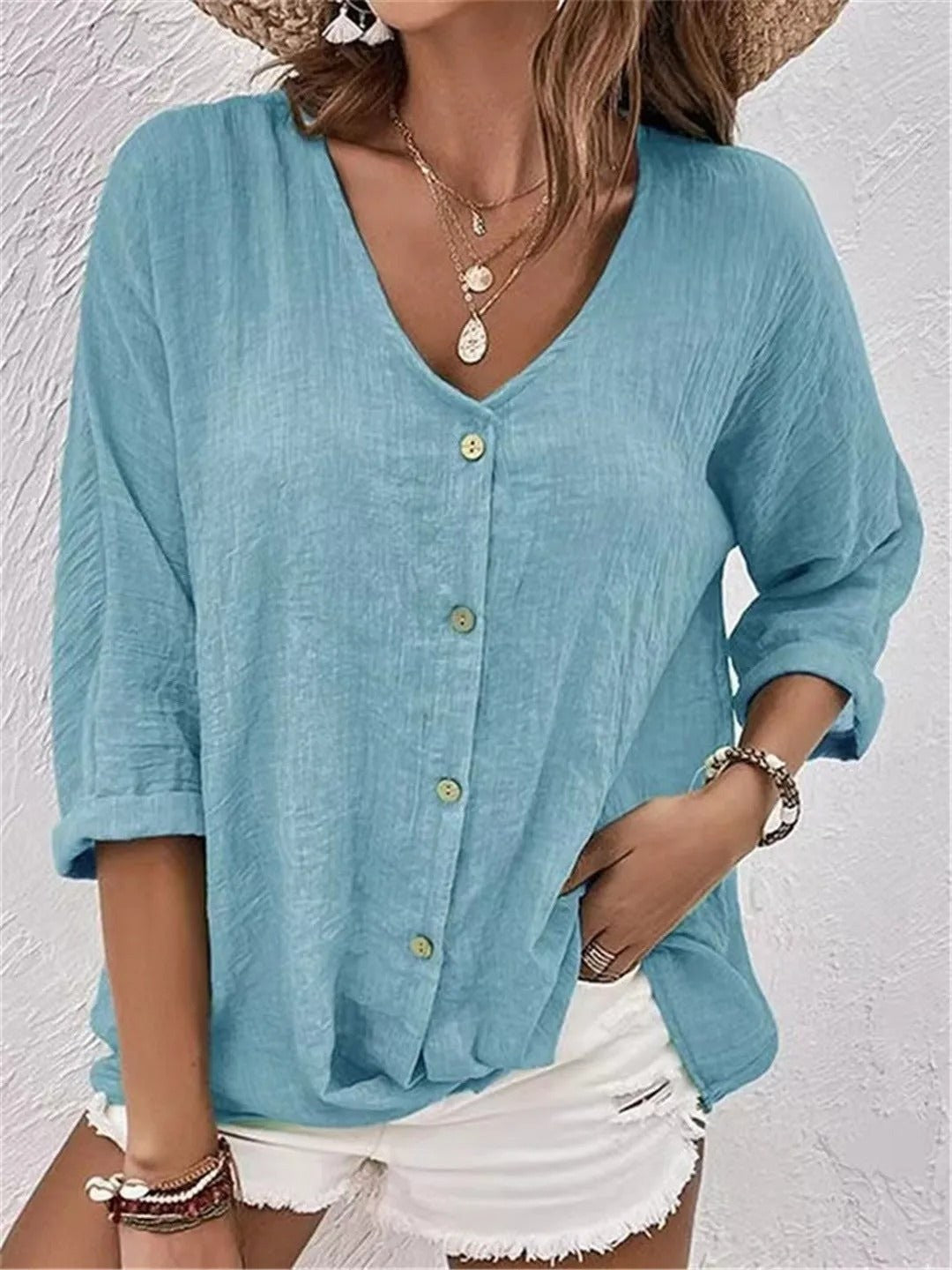 Women's 3/4 Sleeve V Neck Top