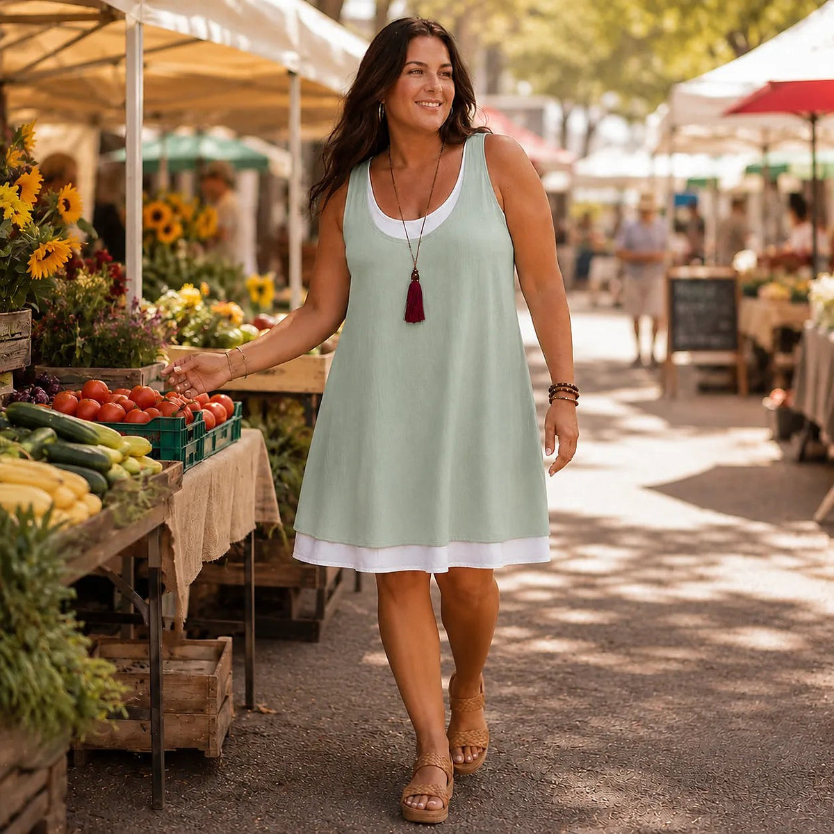 Women's Sleeveless Layered Swing Dress