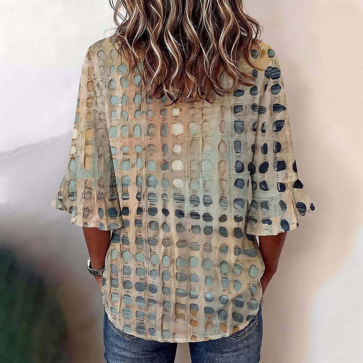 Women's Printed V Neck Blouse