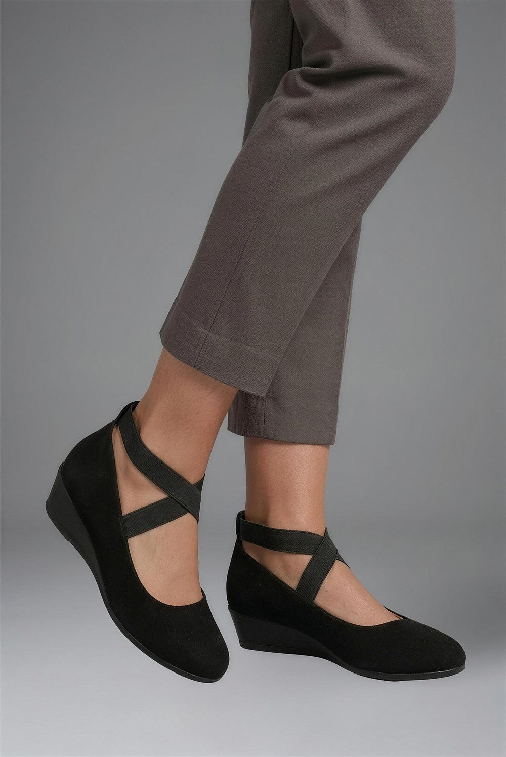 Women's Low Wedge Shoes with Ankle Strap