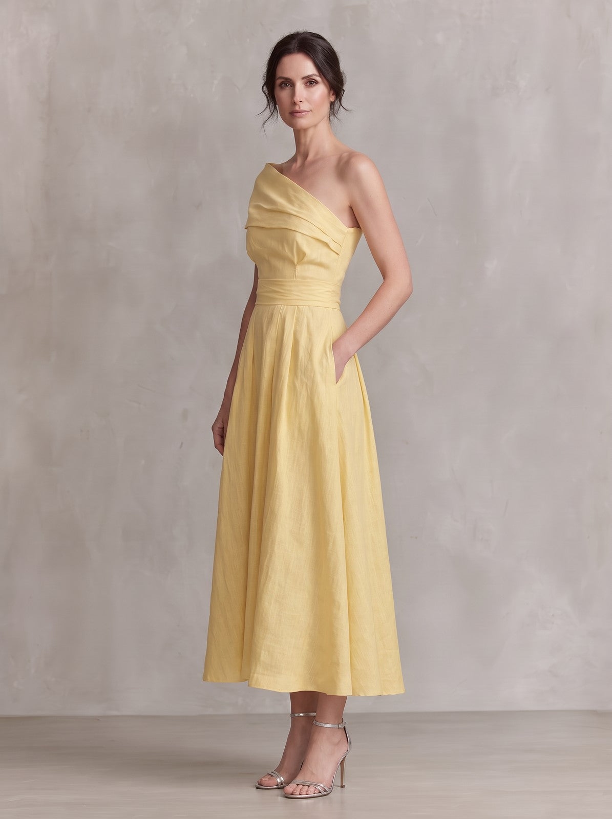 Women's One Shoulder Midi Dress