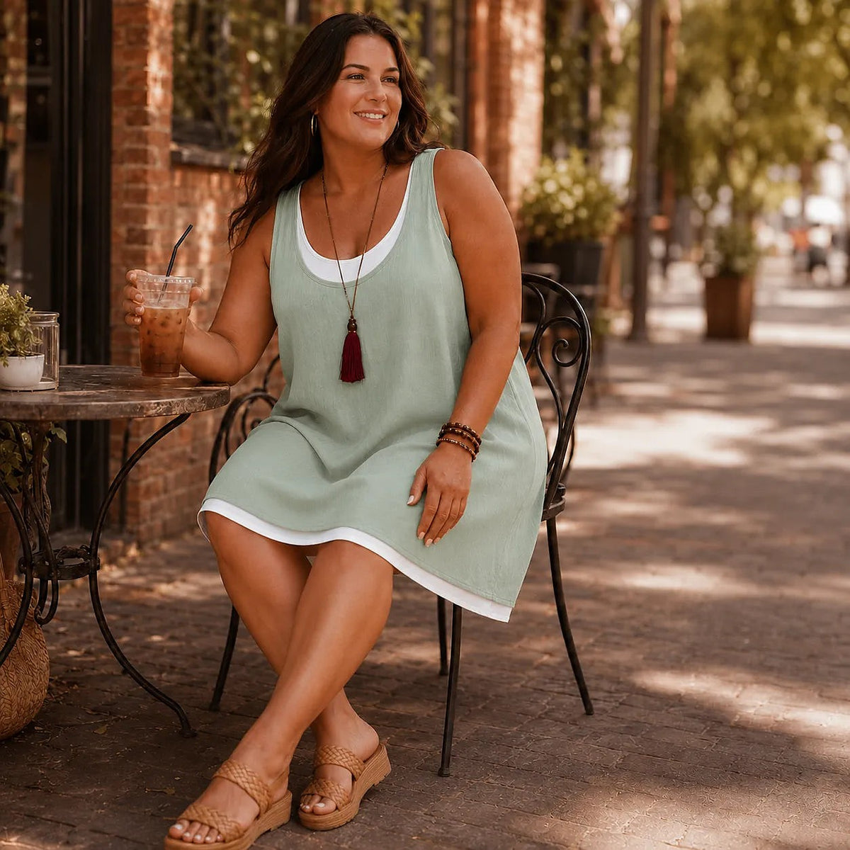 Women's Sleeveless Layered Swing Dress