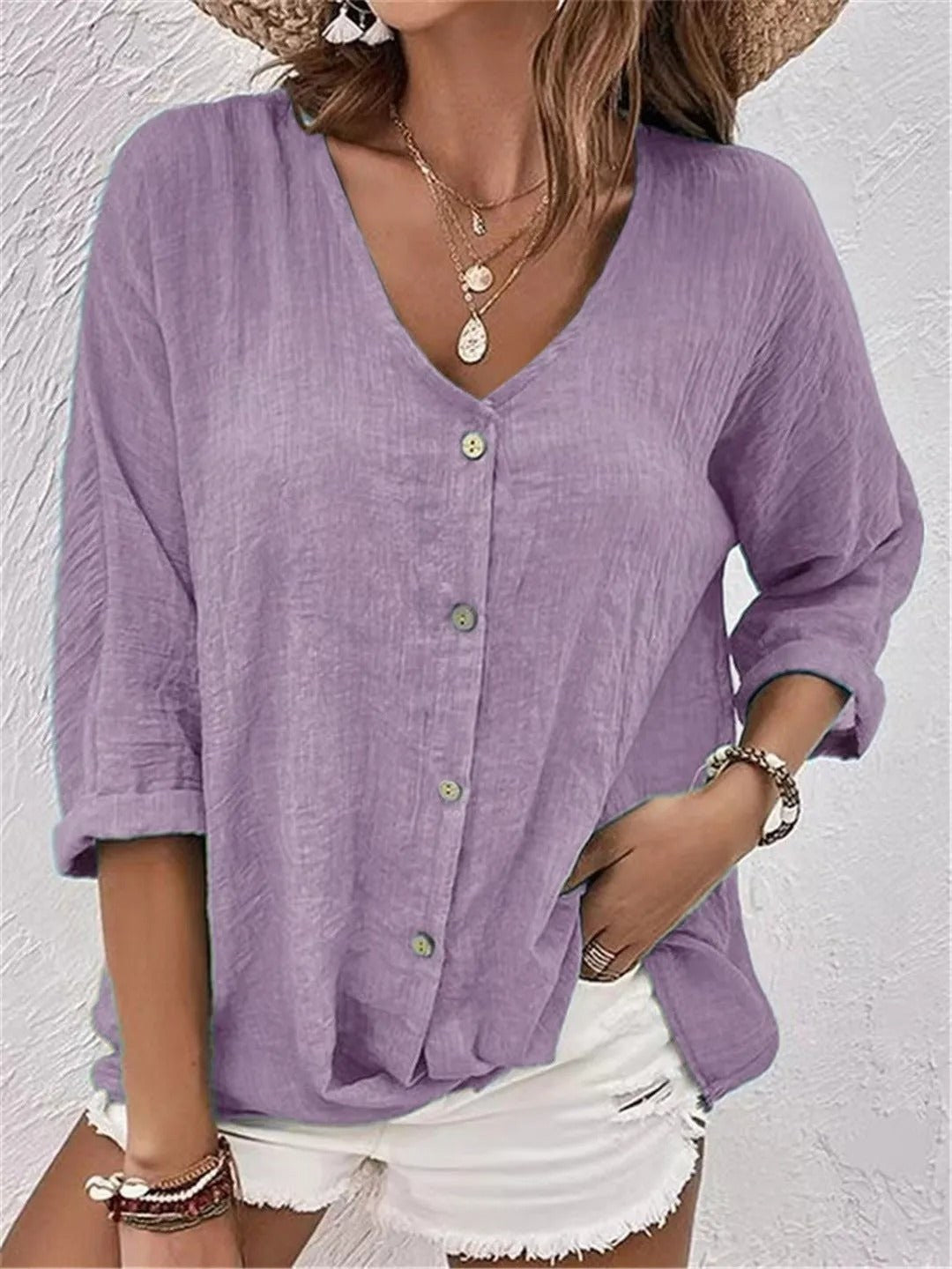 Women's 3/4 Sleeve V Neck Top