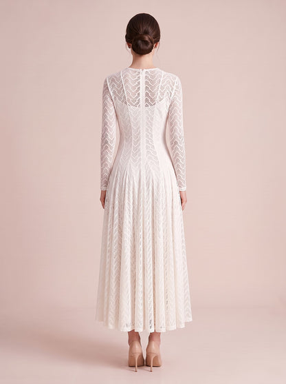 Women's Vintage Neckline Lace Evening Dress