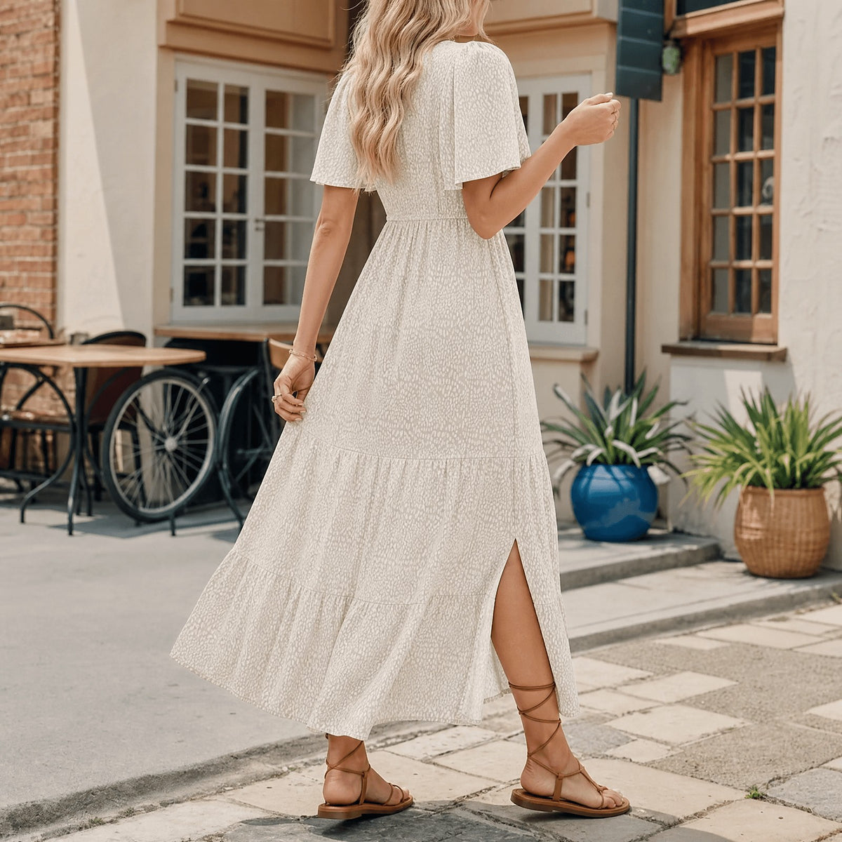 Women's Smocked Floral Maxi Dress