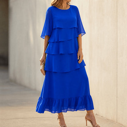 Women's Flutter Sleeve Tiered Midi Dress