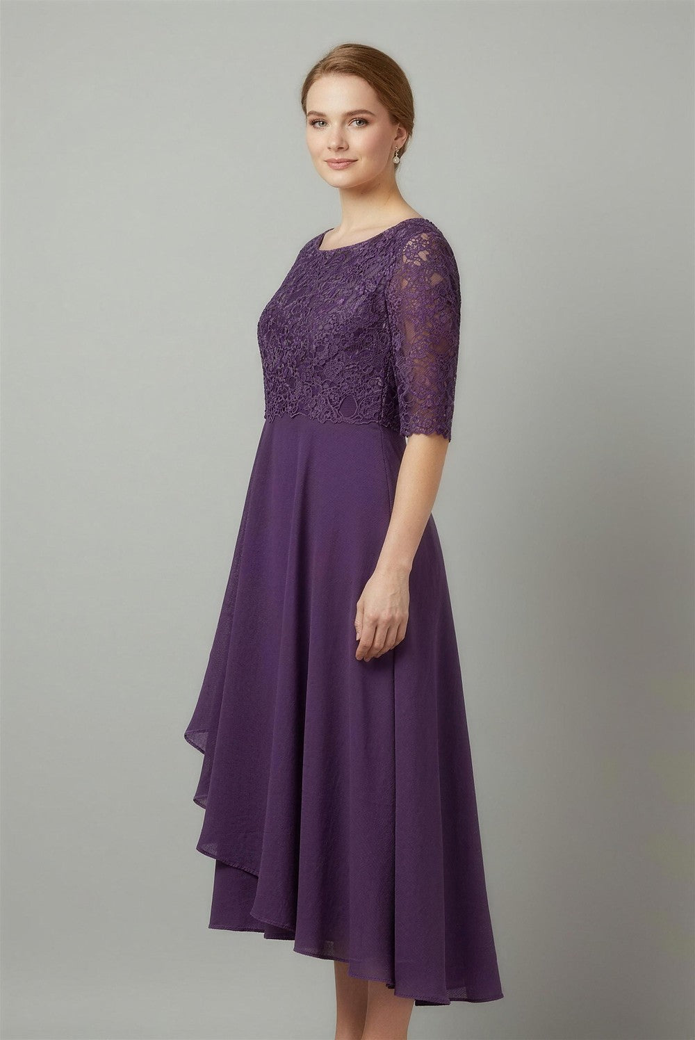 Women's Lace Chiffon Midi Dress