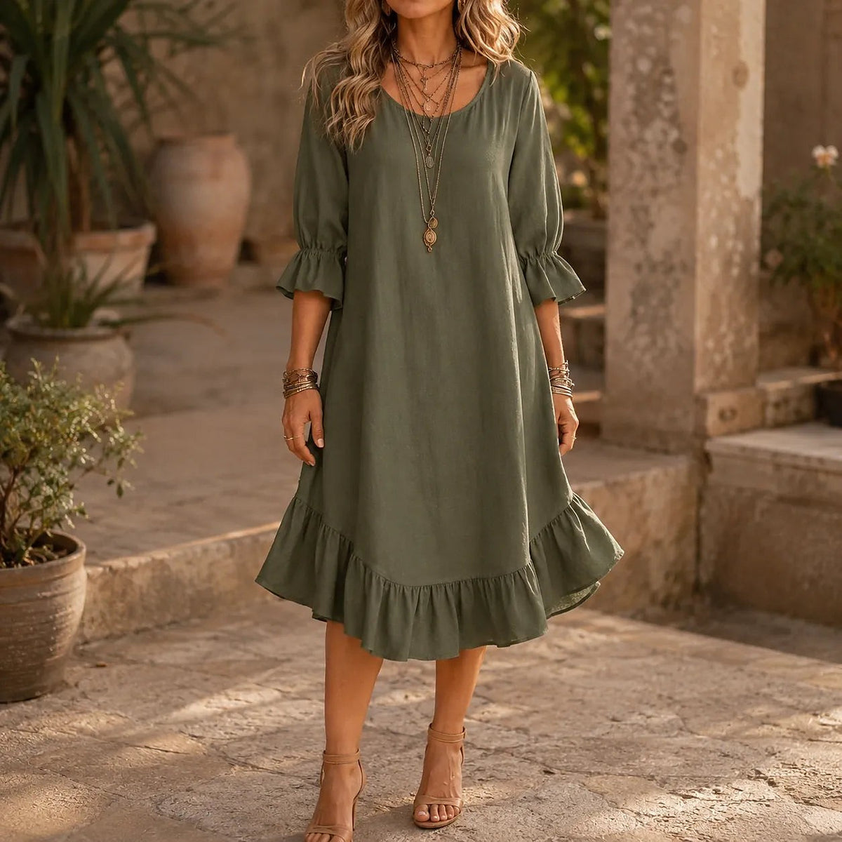 Women's Ruffle Hem Midi Dress