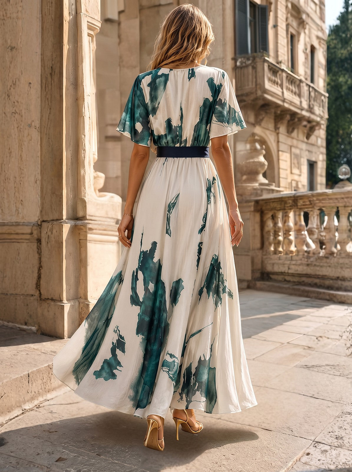 Women's Watercolour Print Wrap Maxi Dress