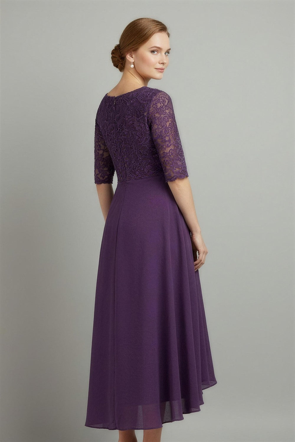 Women's Lace Chiffon Midi Dress